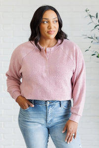 Keeping it Real Brushed Melange Hacci Long Sleeve Tee in Light Rose