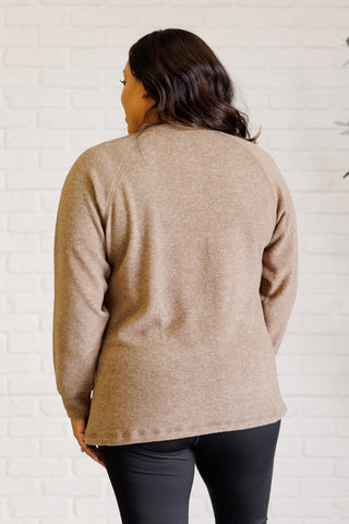 Keeping it Real Brushed Melange Hacci Long Sleeve Tee in Mocha - 1985 the VAULT Boutique