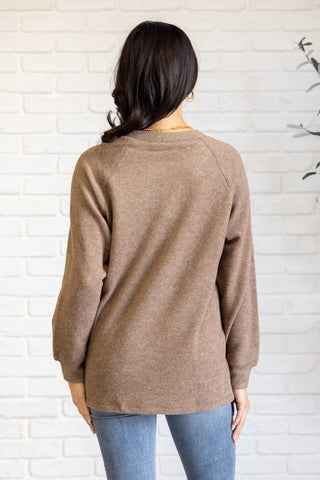 Keeping it Real Brushed Melange Hacci Long Sleeve Tee in Mocha - 1985 the VAULT Boutique