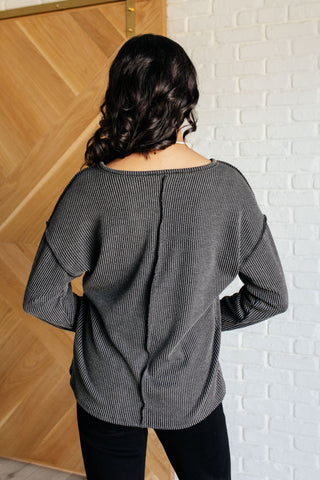 Kinda Sorta Ribbed Top in Charcoal - 1985 the VAULT Boutique