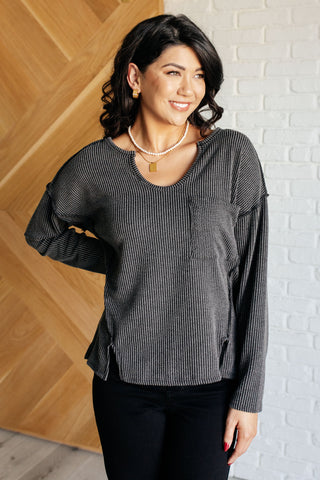 Kinda Sorta Ribbed Top in Charcoal - 1985 the VAULT Boutique