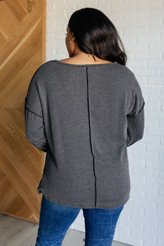 Kinda Sorta Ribbed Top in Charcoal - 1985 the VAULT Boutique