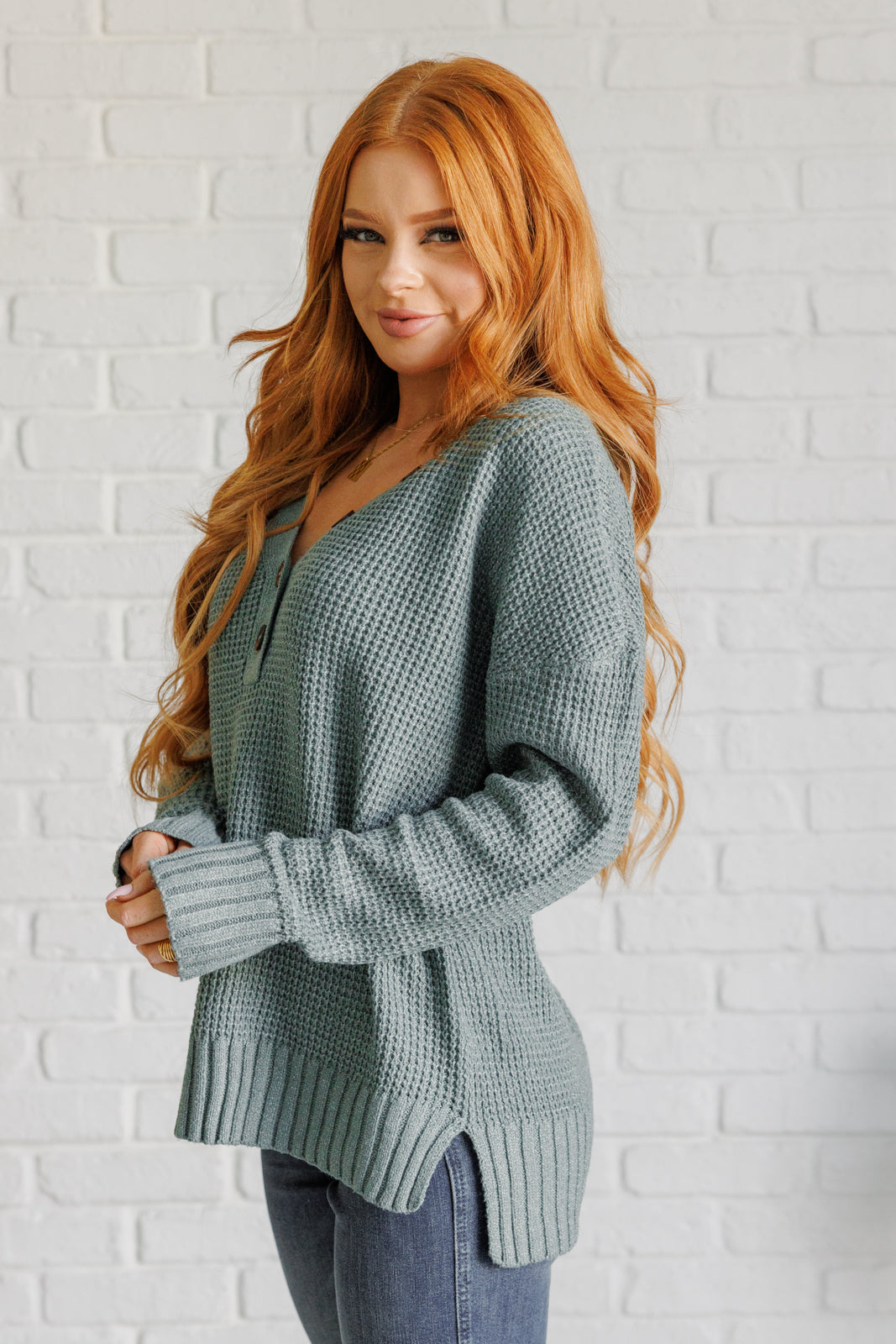 Lakeside View Drop Shoulder Sweater in Sage - 1985 the VAULT Boutique