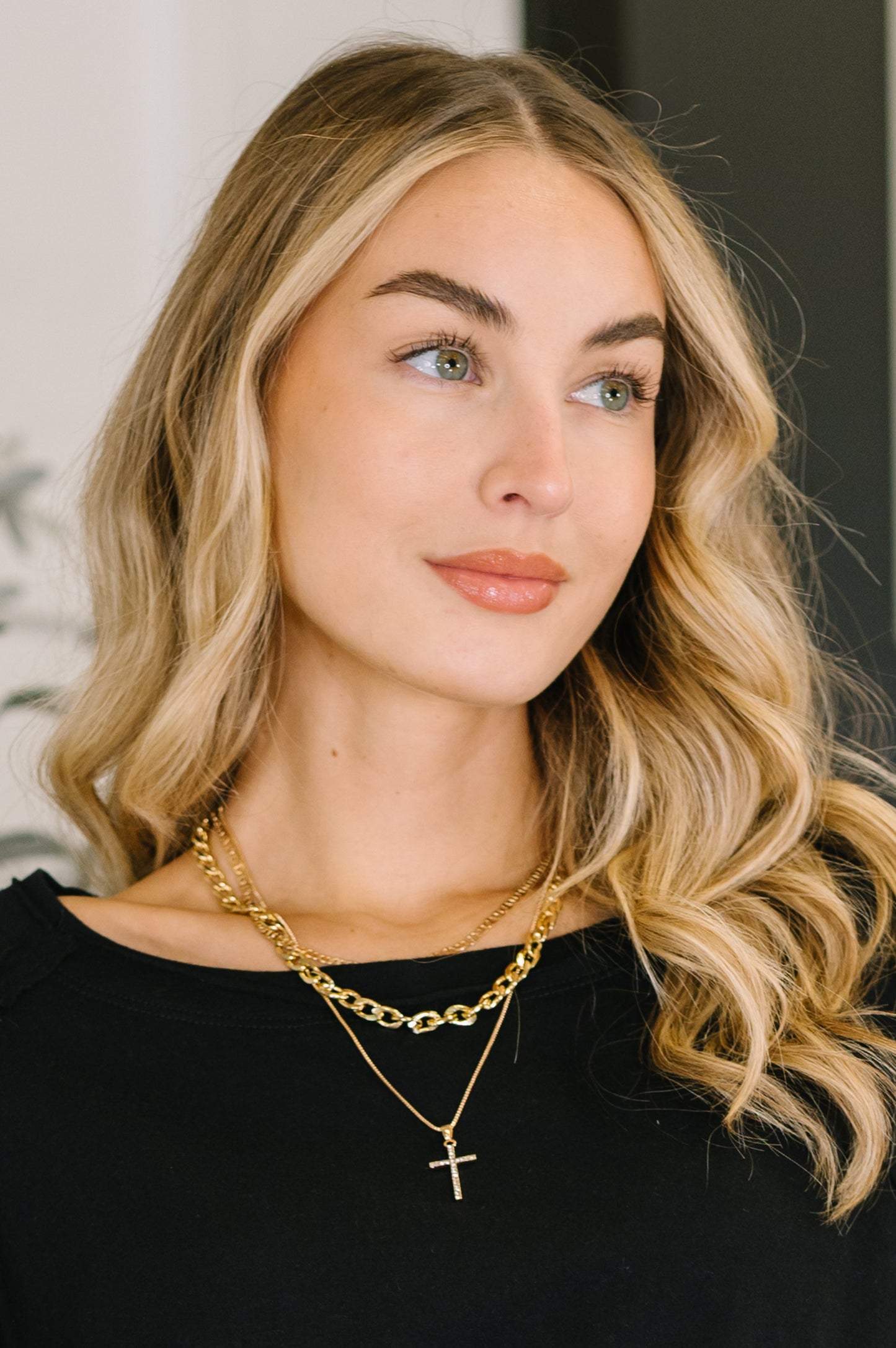Layered Faith Necklace in Gold
