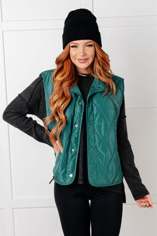 Layering Queen Quilted Puffer Vest in Hunter Green - 1985 the VAULT Boutique