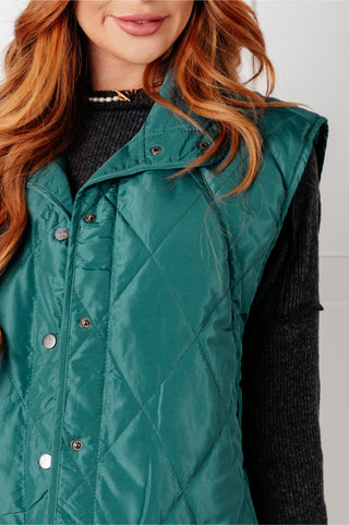 Layering Queen Quilted Puffer Vest in Hunter Green - 1985 the VAULT Boutique