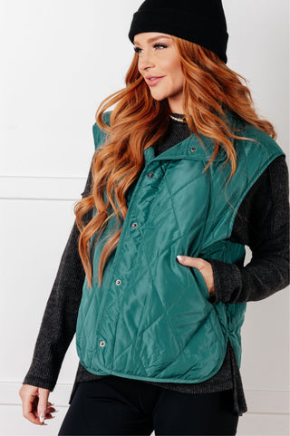 Layering Queen Quilted Puffer Vest in Hunter Green - 1985 the VAULT Boutique