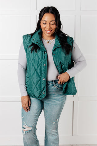 Layering Queen Quilted Puffer Vest in Hunter Green - 1985 the VAULT Boutique