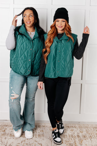 Layering Queen Quilted Puffer Vest in Hunter Green - 1985 the VAULT Boutique