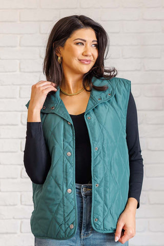 Layering Queen Quilted Puffer Vest in Hunter Green - 1985 the VAULT Boutique