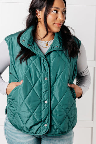 Layering Queen Quilted Puffer Vest in Hunter Green - 1985 the VAULT Boutique