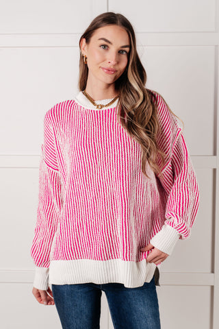 Least High Maintenance Contrast Trim Sweater in Pink - 1985 the VAULT Boutique