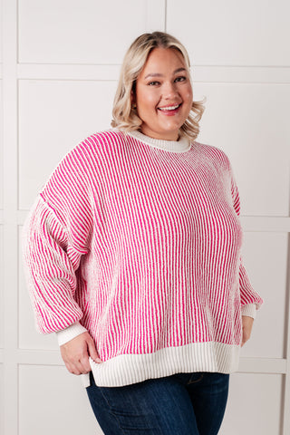 Least High Maintenance Contrast Trim Sweater in Pink - 1985 the VAULT Boutique