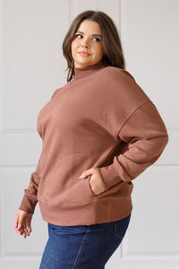 Make No Mistake Mock Neck Pullover in Cocoa - 1985 the VAULT Boutique