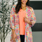 Lizzy Cardigan in Pink and Orange Floral Abstract