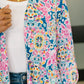 Lizzy Cardigan in Teal and Pink Floral Abstract