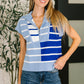 Lonely Traveler Striped Quarter Zip Vest in Blue