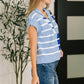 Lonely Traveler Striped Quarter Zip Vest in Blue