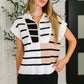 Lonely Traveler Striped Quarter Zip Vest in White