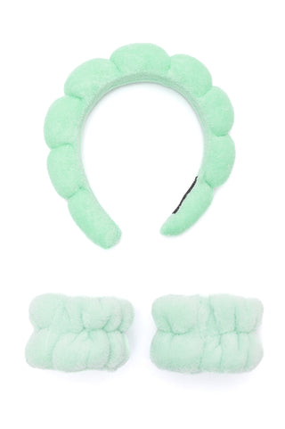 Lost in the Moment Headband and Wristband Set in Green - 1985 the VAULT Boutique