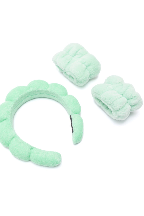 Lost in the Moment Headband and Wristband Set in Green - 1985 the VAULT Boutique