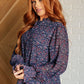 Lucid Dream Ruffle Neckline Blouse in Navy - 1985 the VAULT Boutique