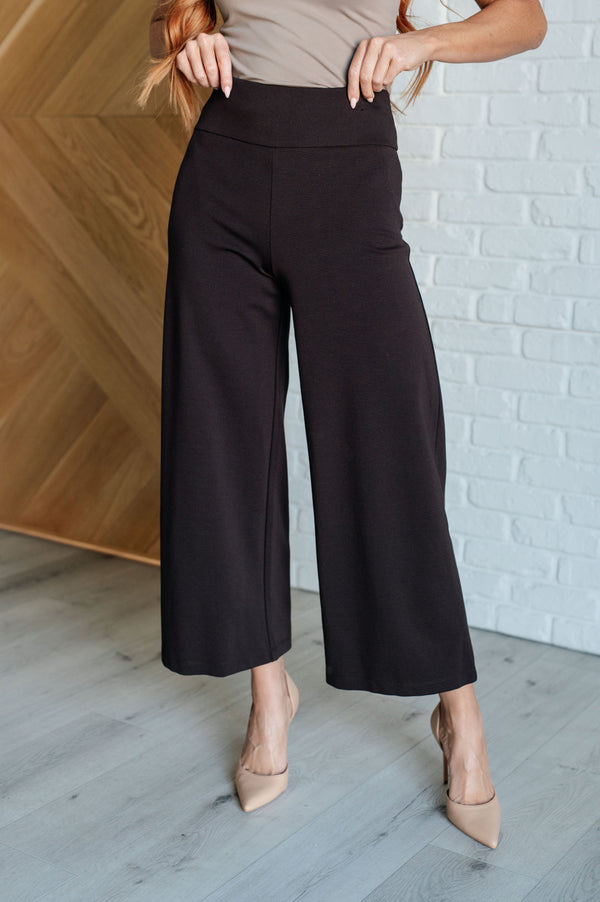 Magic Wide Leg Crop Pants in Chocolate - 1985 the VAULT Boutique