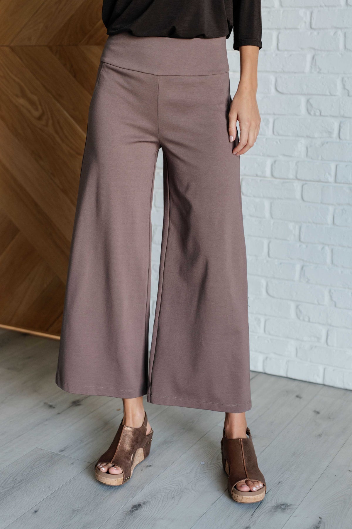 Magic Wide Leg Crop Pants in Dark Mocha - 1985 the VAULT Boutique