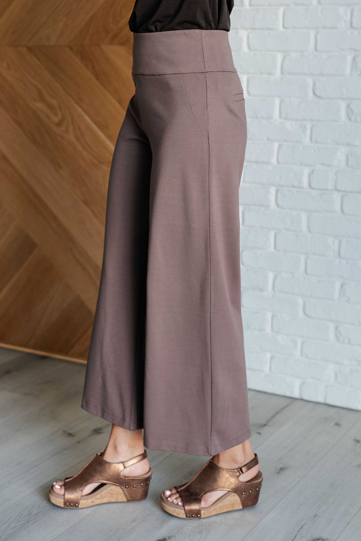 Magic Wide Leg Crop Pants in Dark Mocha - 1985 the VAULT Boutique