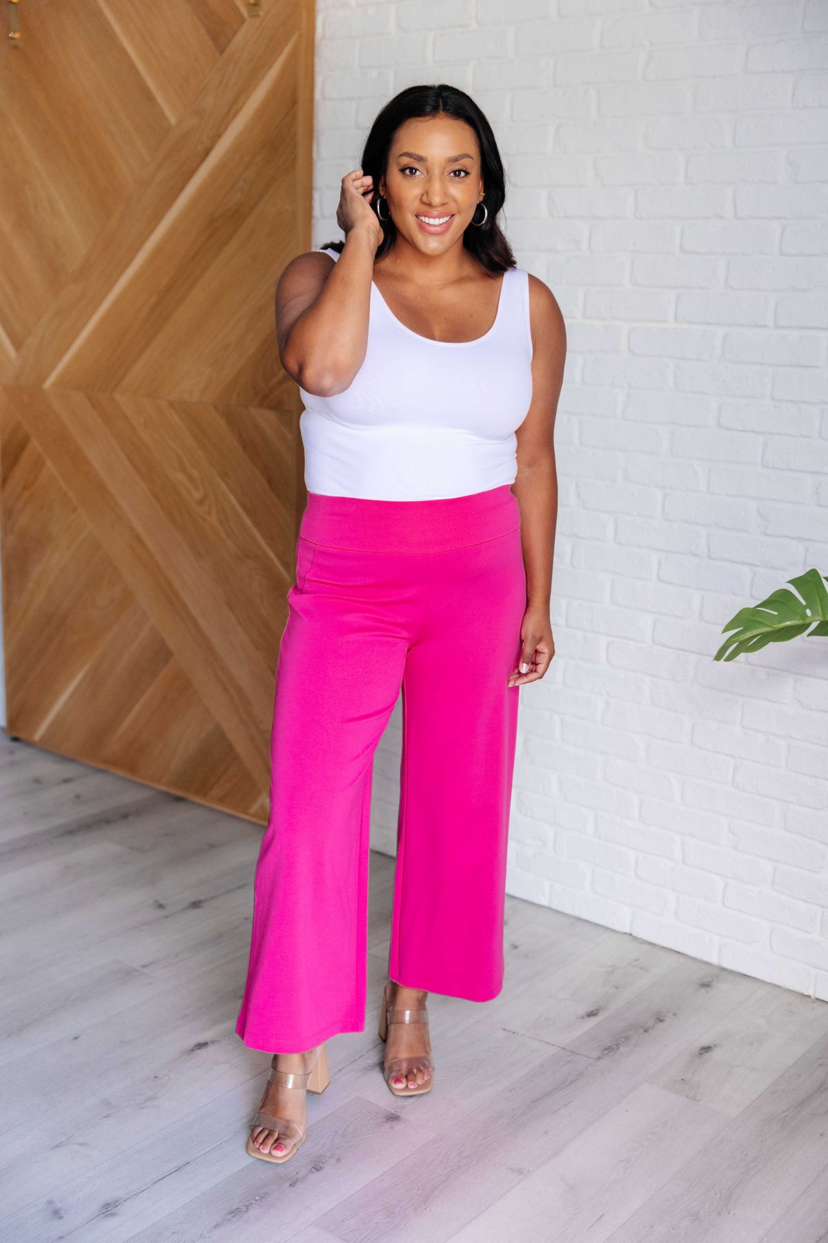 Magic Wide Leg Crop Pants in Hot Pink - 1985 THE VAULT