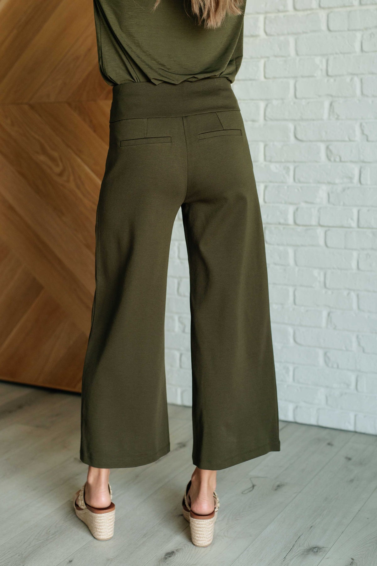 Magic Wide Leg Crop Pants in Olive - 1985 the VAULT Boutique