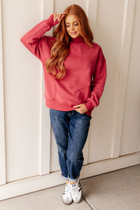 Make No Mistake Mock Neck Pullover in Cranberry - 1985 the VAULT Boutique