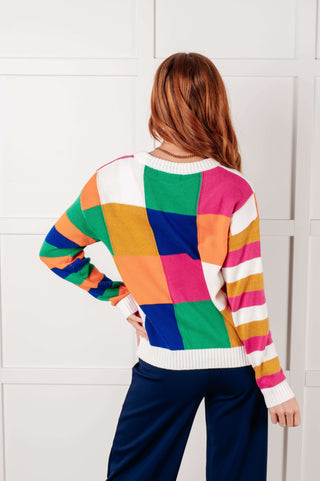 Manifesting Moment Checkered Color Block Sweater - 1985 the VAULT Boutique