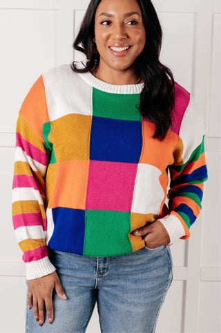 Manifesting Moment Checkered Color Block Sweater - 1985 the VAULT Boutique