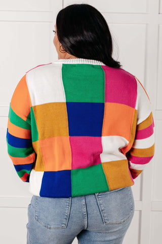 Manifesting Moment Checkered Color Block Sweater - 1985 the VAULT Boutique