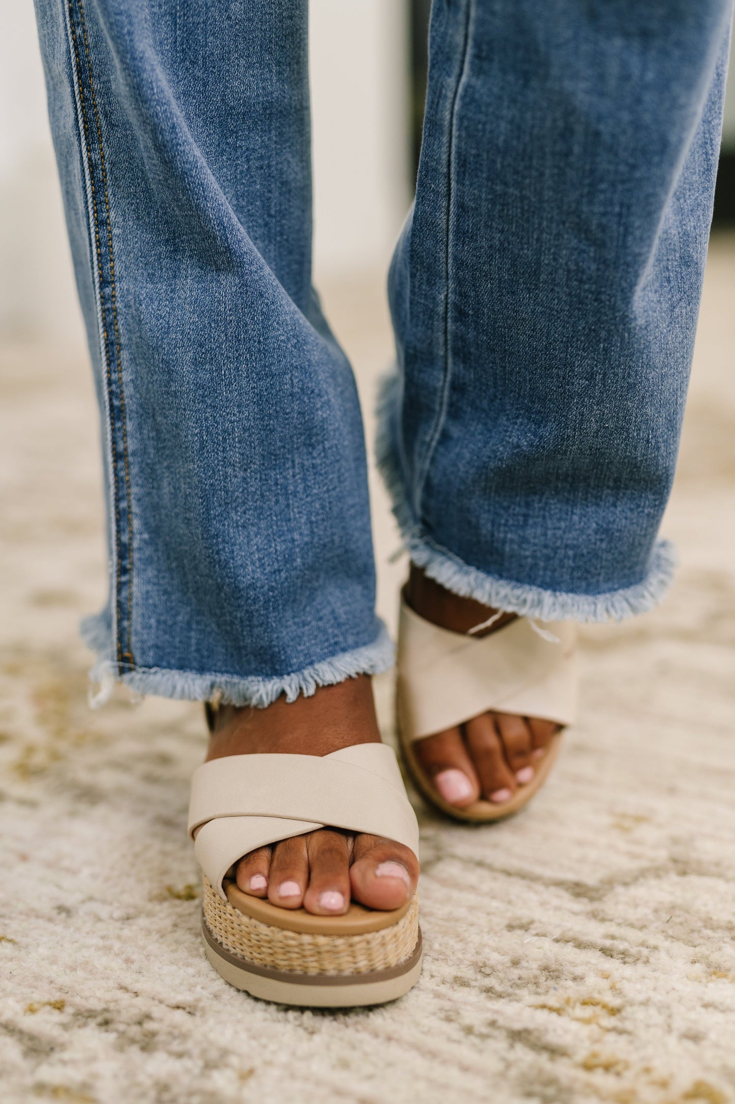 Maureen High Rise Distressed Bootcut Jeans