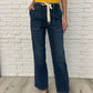 Melanie High Rise Drawstring Wide Leg Jeans