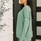 Mellow Mood Heathered Pullover in Dark Green