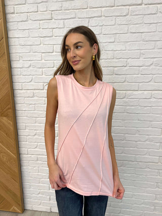 New Normal Pleat Detail Sleeveless Top in Pink - 1985 the VAULT Boutique