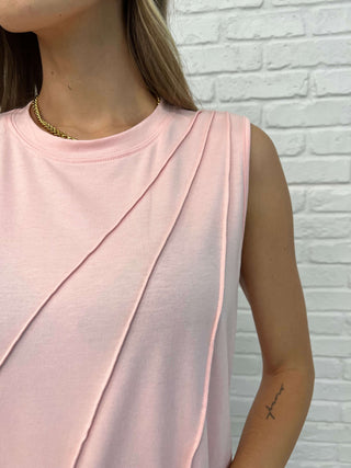 New Normal Pleat Detail Sleeveless Top in Pink - 1985 the VAULT Boutique