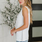 New Normal Pleat Detail Sleeveless Top in White