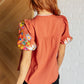 No Concerns Embroidered Sleeve Blouse - 1985 the VAULT Boutique