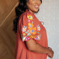 No Concerns Embroidered Sleeve Blouse - 1985 the VAULT Boutique