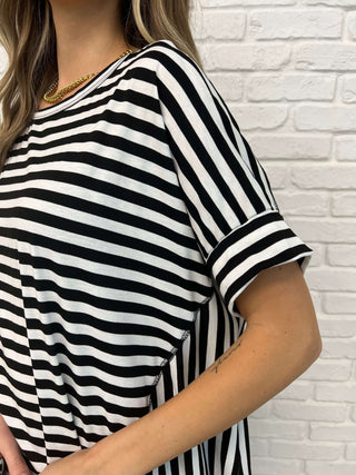 No Stopping It Striped Oversized Top - 1985 the VAULT Boutique