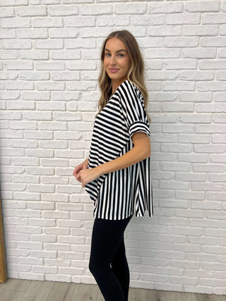 No Stopping It Striped Oversized Top - 1985 the VAULT Boutique