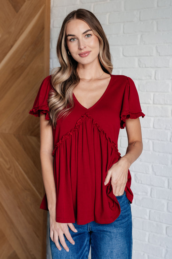 One Day Soon V-Neck Ruffle Detail Top - 1985 the VAULT Boutique