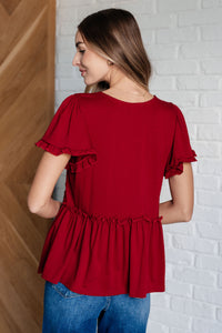 One Day Soon V-Neck Ruffle Detail Top - 1985 the VAULT Boutique