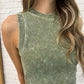 Over and Out Cropped Ribbed Tank in Ash Olive - 1985 the VAULT Boutique