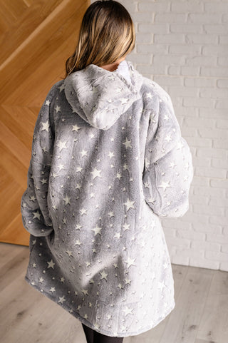 Oversized Blanket Hoodie in Grey Stars - 1985 the VAULT Boutique