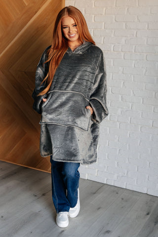 Oversized Velour Blanket Hoodie in Gray - 1985 the VAULT Boutique